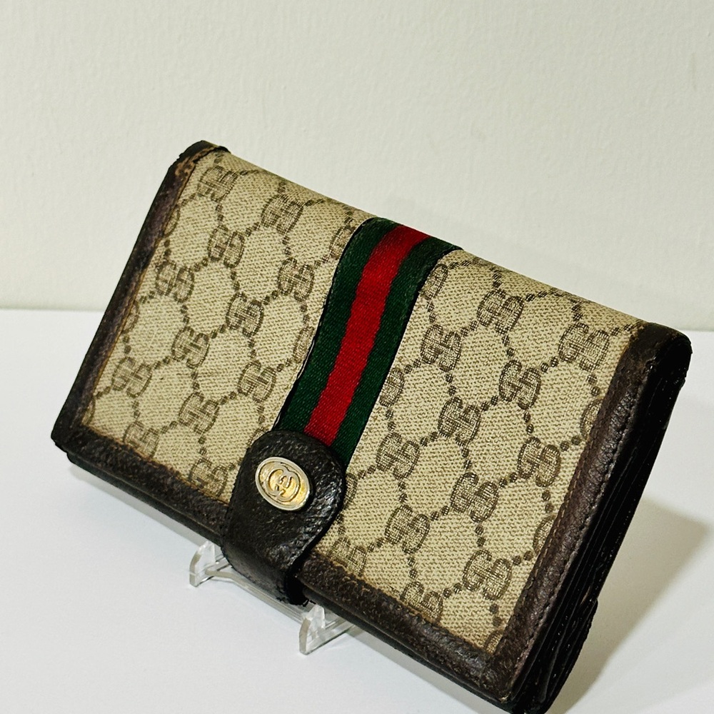Gucci Beige and Brown Wallet with Red and Green Stripe - Picture 5 of 15
